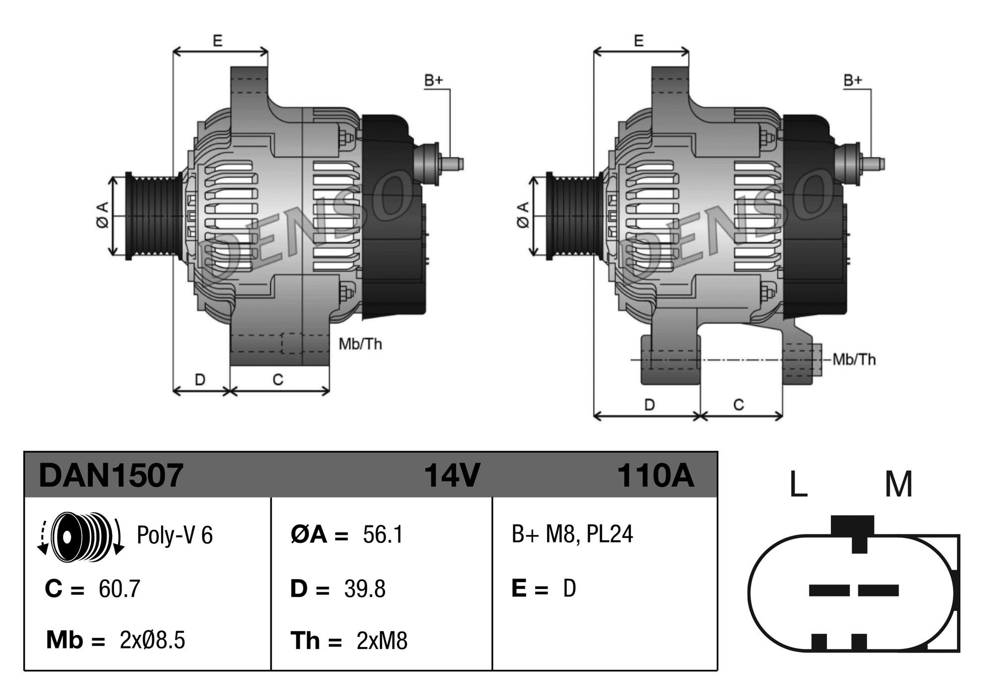 Denso DAN1507 Alternator/Dynamo