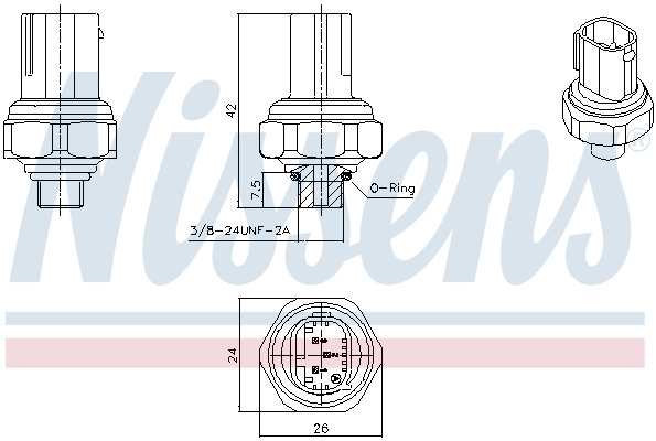 Nissens 301070 Airco drukschakelaar
