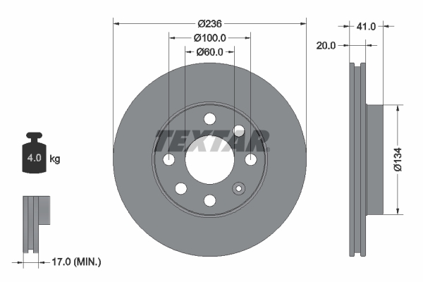 Textar 92029603 Remschijf