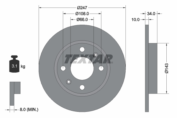 Textar 92029803 Remschijf