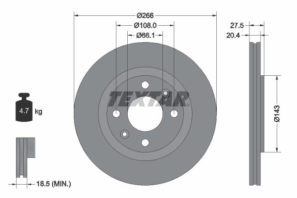 Textar 92048103 Remschijf