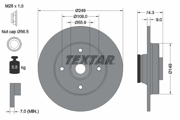 Textar 92194103 Remschijf