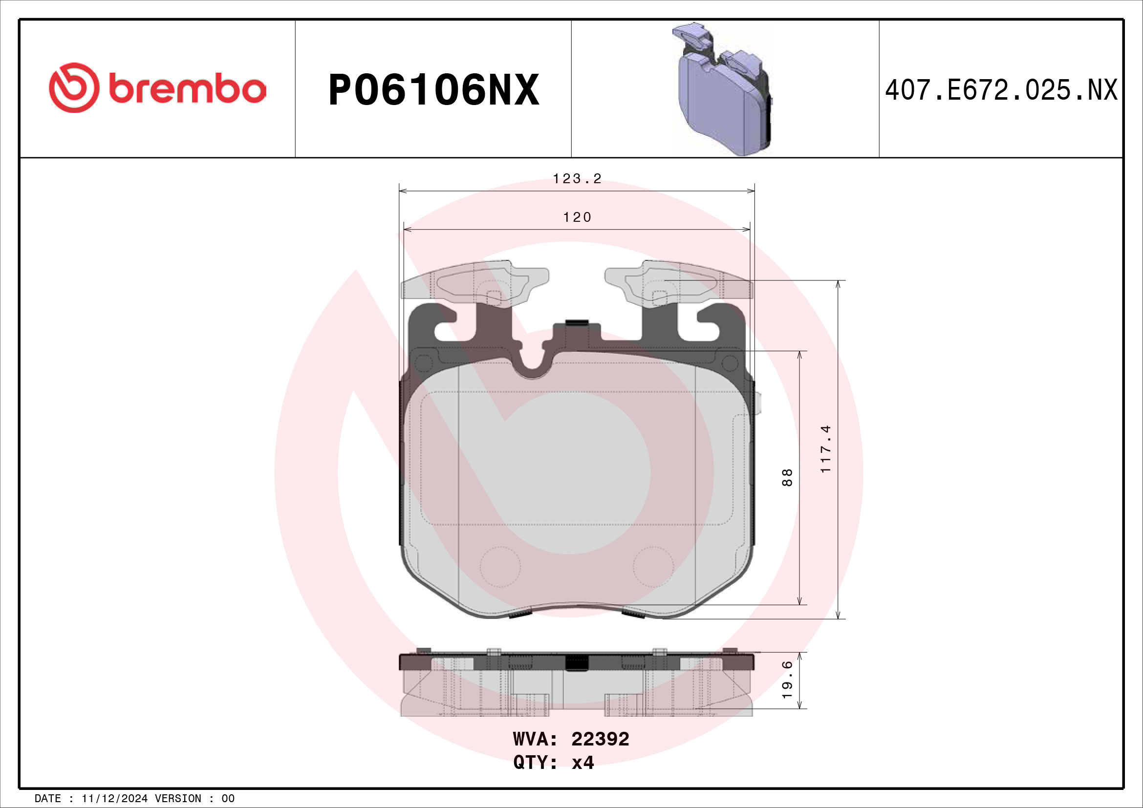 Brembo P06106NX Remblokset