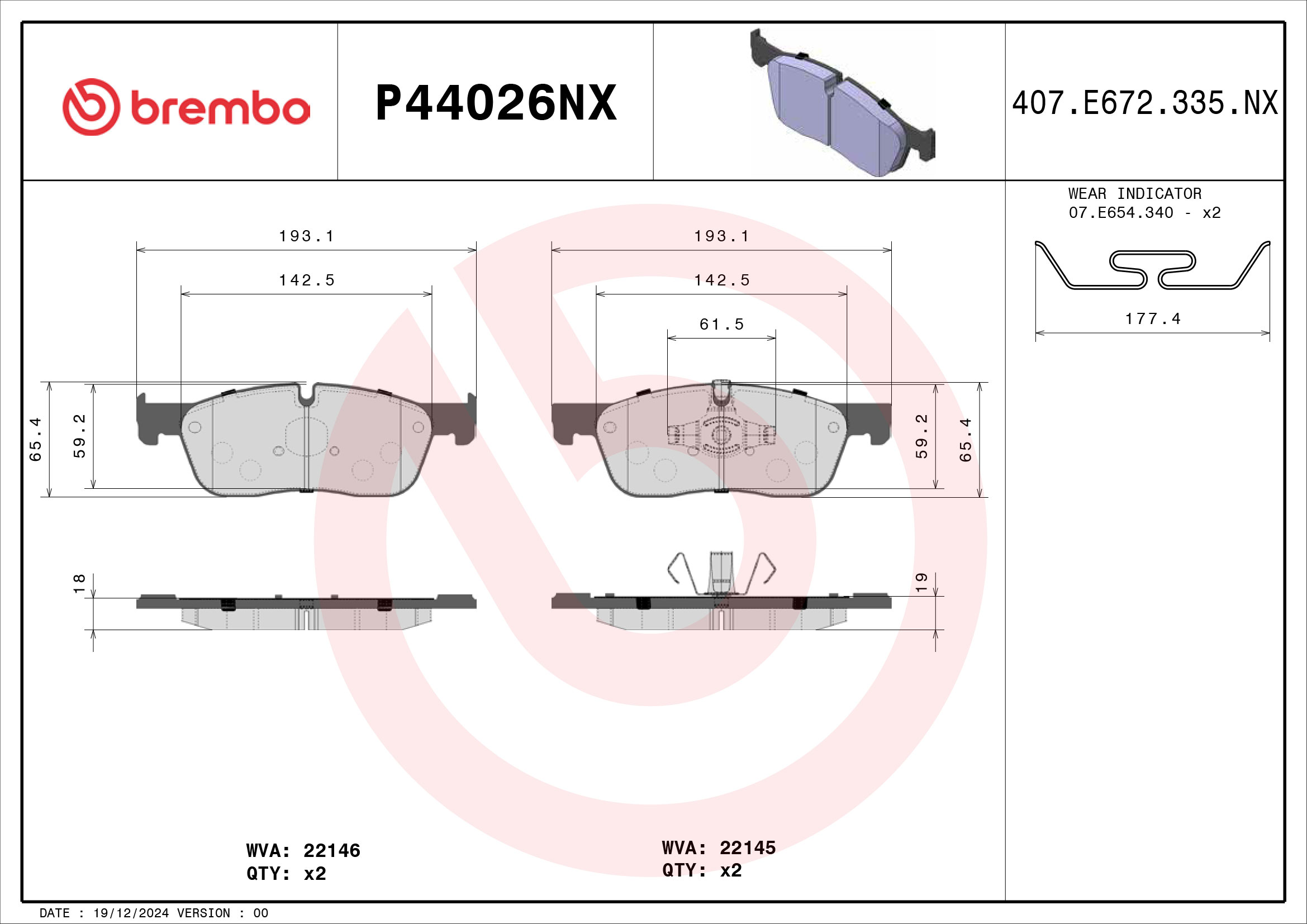 Brembo P44026NX Remblokset