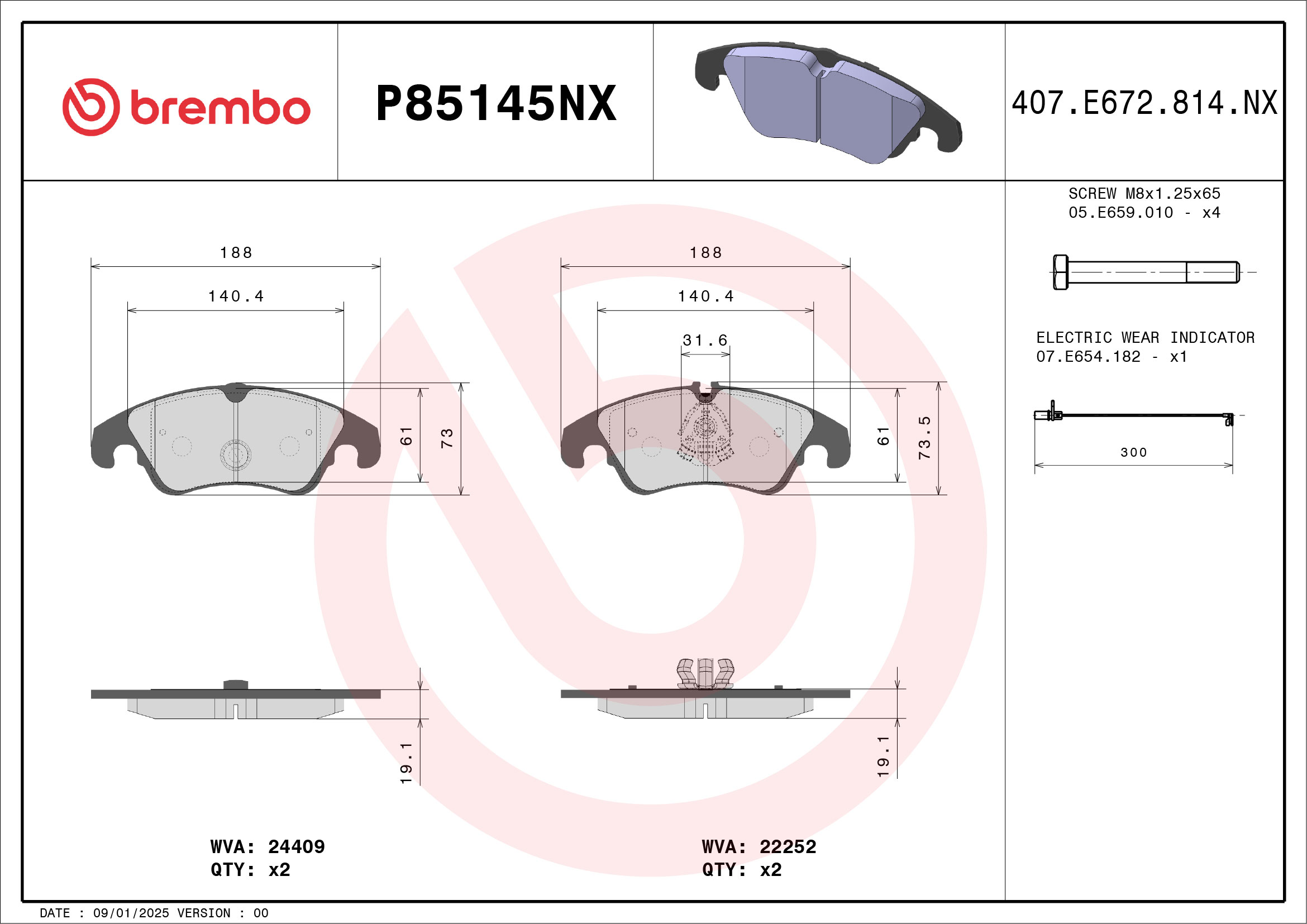 Brembo P85145NX Remblokset