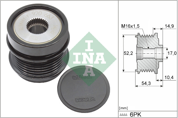 Ina 535 0342 10 Vrijloop koppeling dynamo
