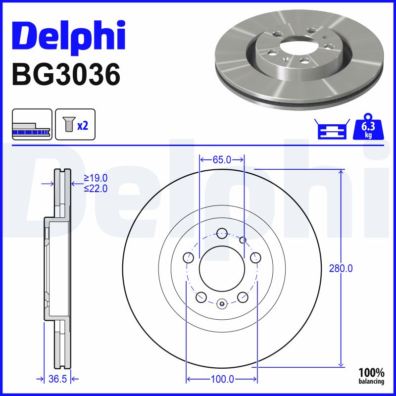 Delphi BG3036 Remschijf