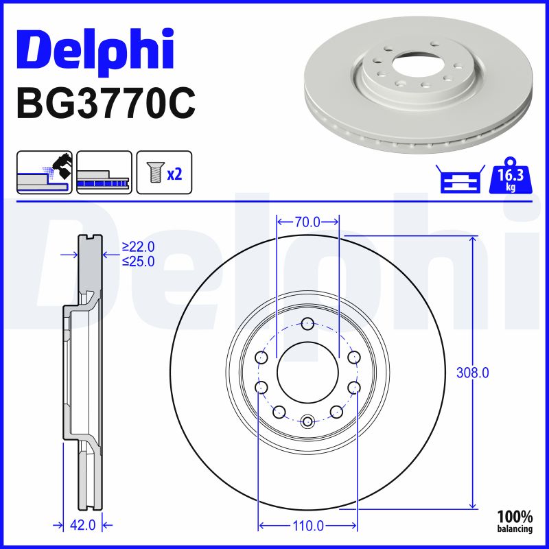 Delphi BG3770C Remschijf