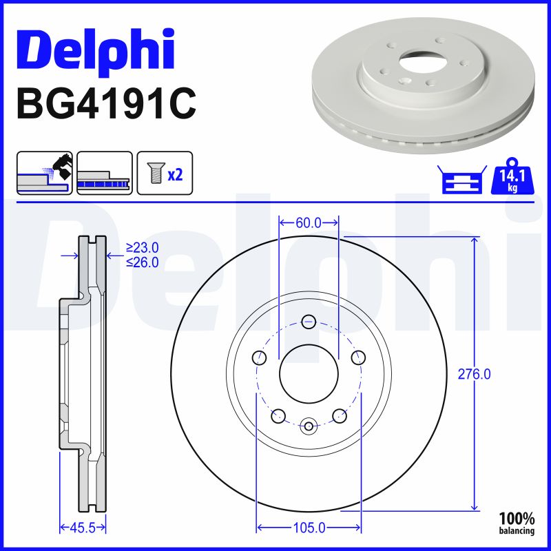 Delphi BG4191C Remschijf