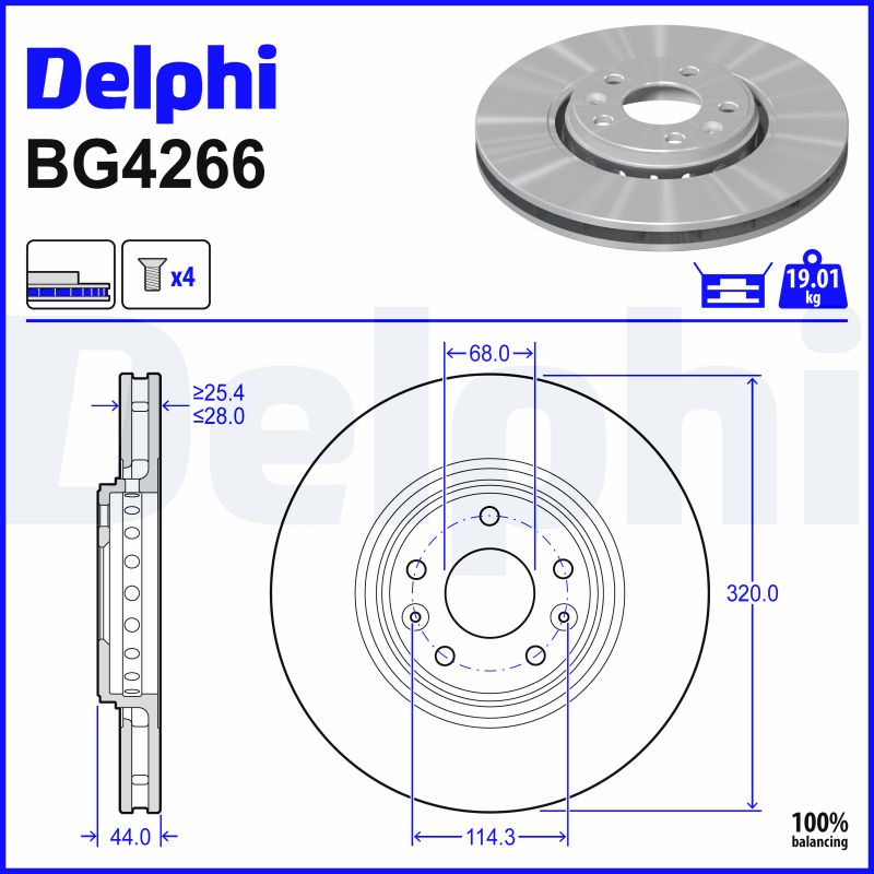 Delphi BG4266 Remschijf