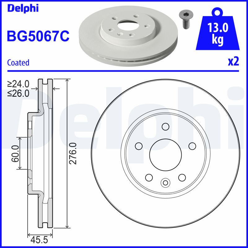Delphi BG5067C Remschijf