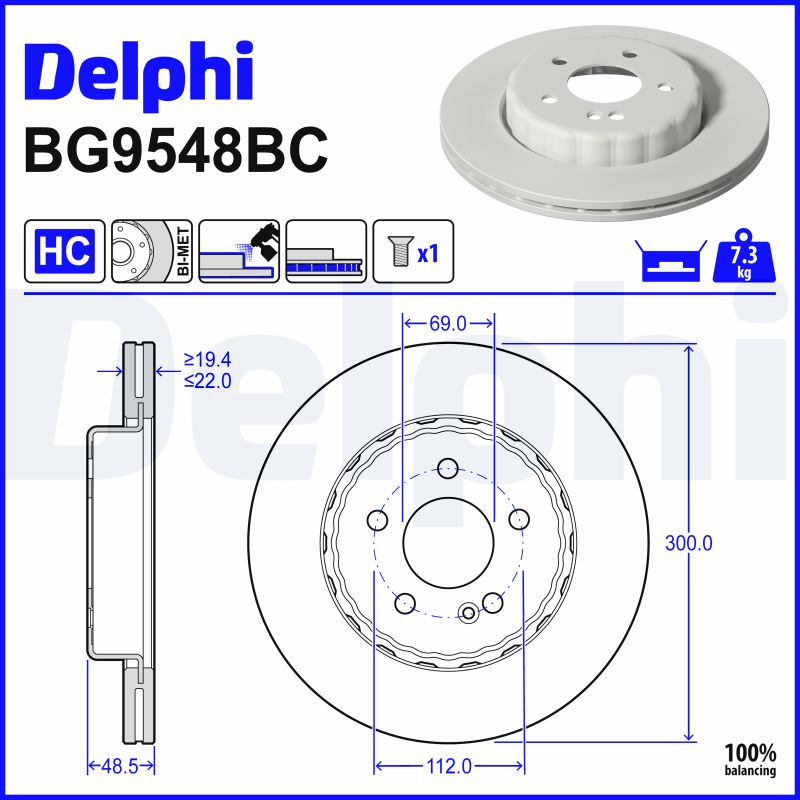 Delphi BG9548BC Remschijf