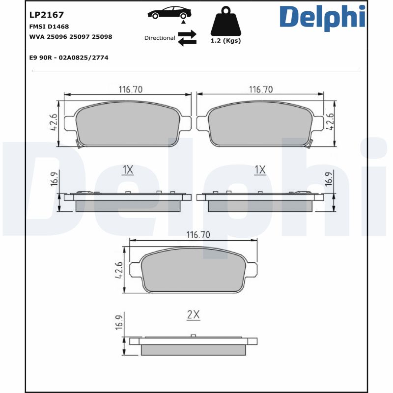 Delphi LP2167 Remblokset