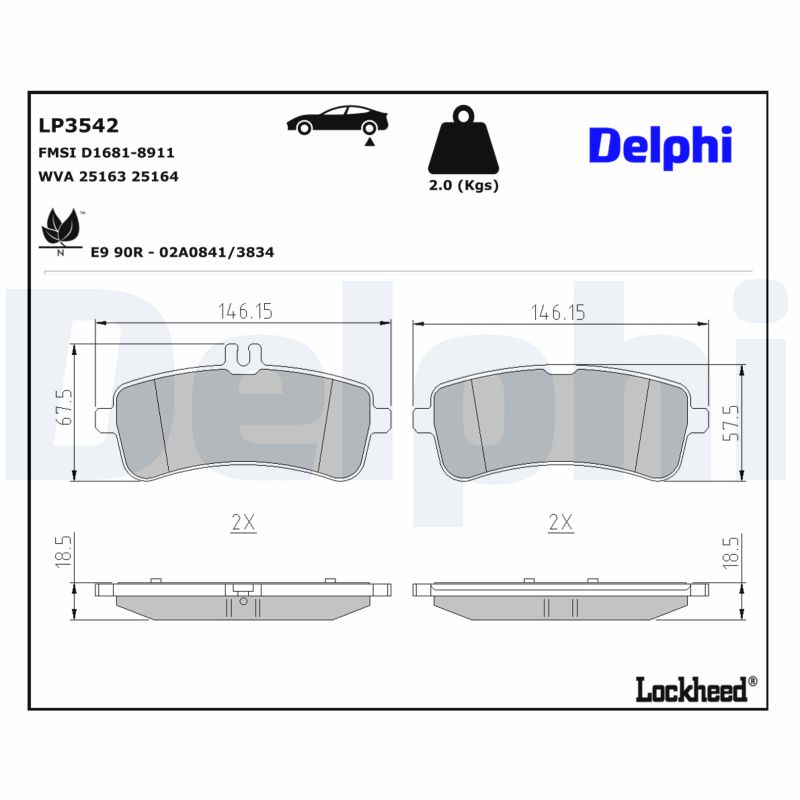 Delphi LP3542 Remblokset