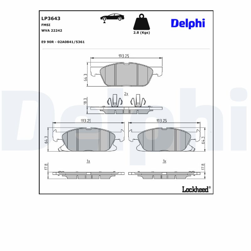 Delphi LP3643 Remblokset