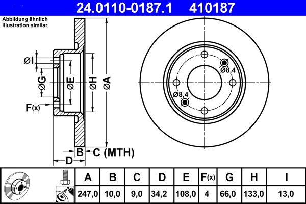 ATE 24.0110-0187.1 Remschijf
