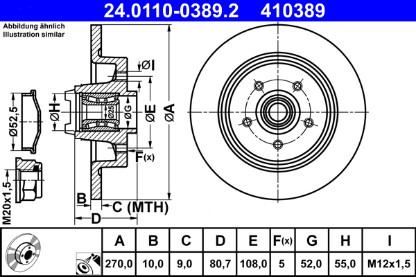 ATE 24.0110-0389.2 Remschijf