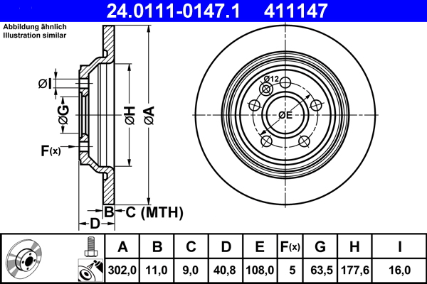 ATE 24.0111-0147.1 Remschijf