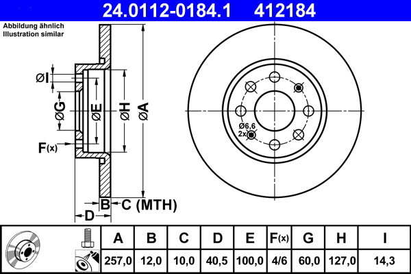 ATE 24.0112-0184.1 Remschijf