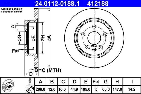 ATE 24.0112-0188.1 Remschijf