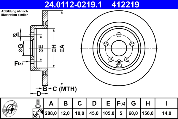 ATE 24.0112-0219.1 Remschijf