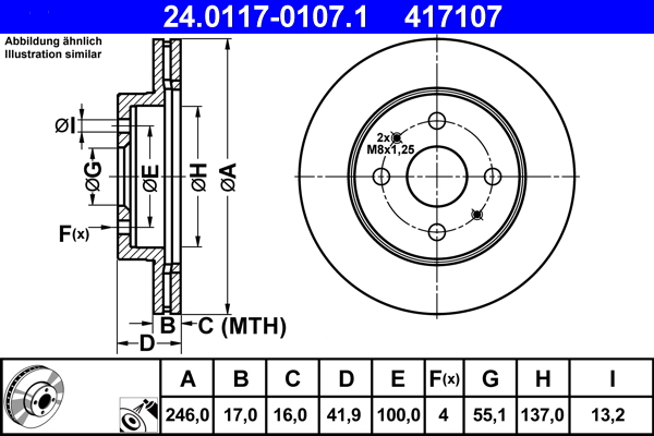ATE 24.0117-0107.1 Remschijf