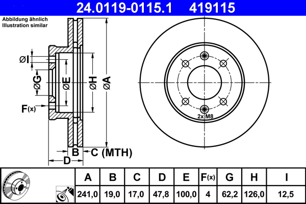 ATE 24.0119-0115.1 Remschijf