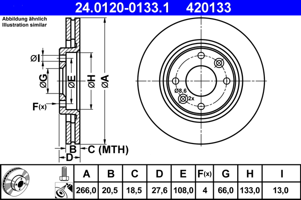 ATE 24.0120-0133.1 Remschijf