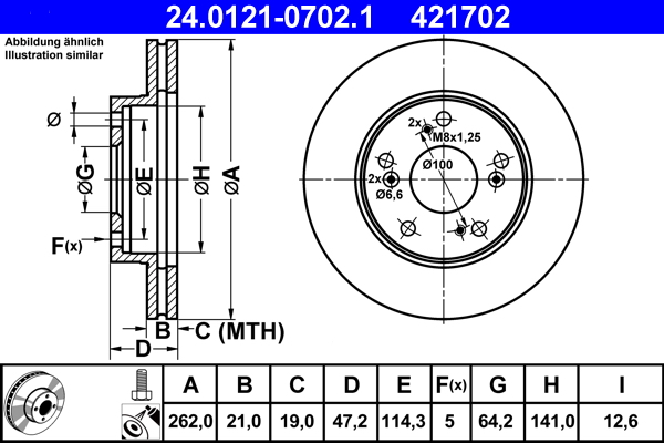 ATE 24.0121-0702.1 Remschijf