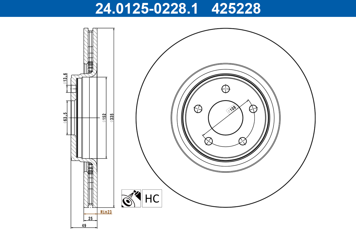 ATE 24.0125-0228.1 Remschijf