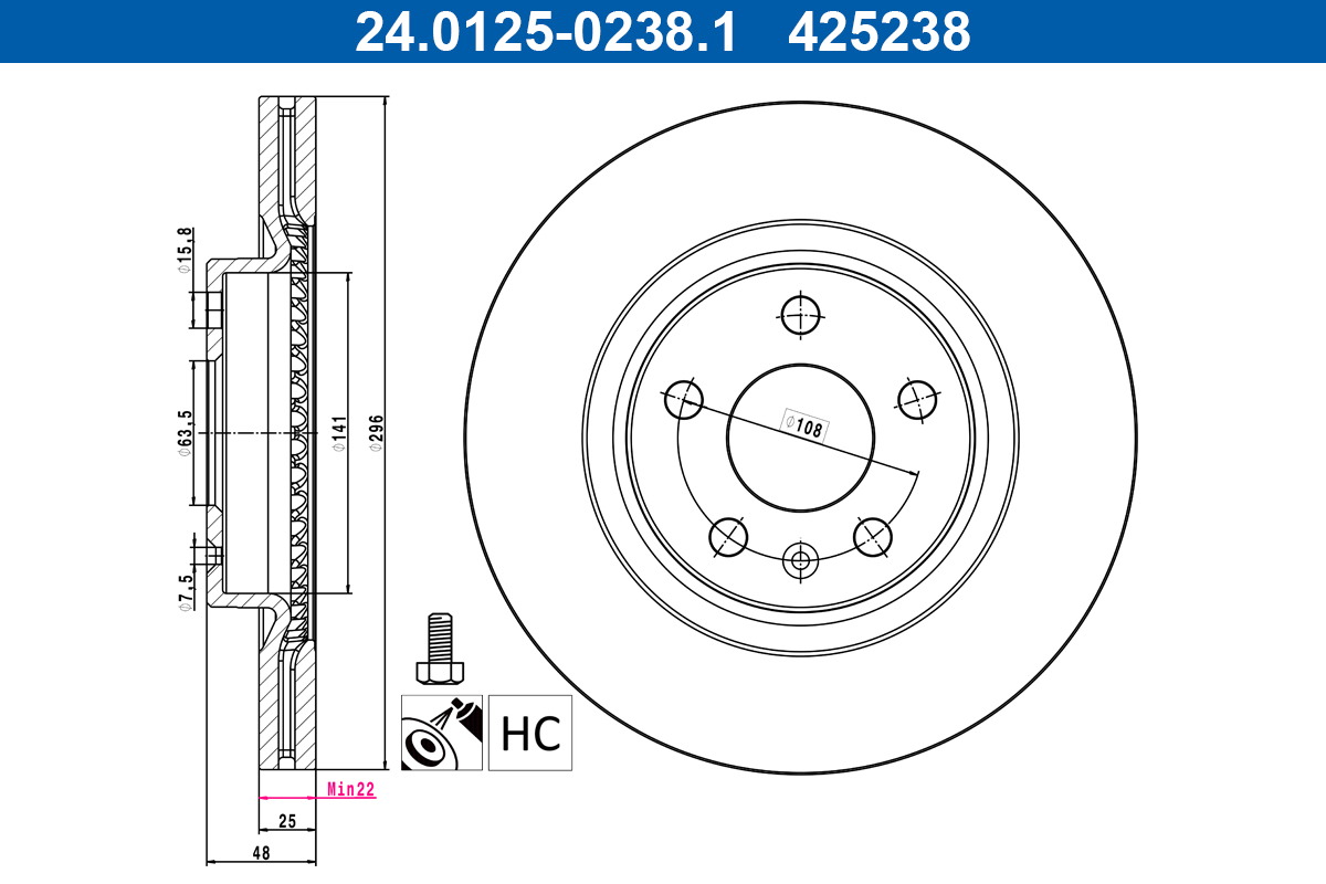 ATE 24.0125-0238.1 Remschijf