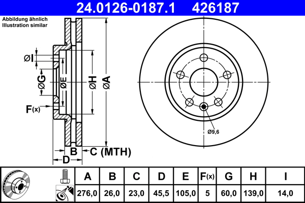ATE 24.0126-0187.1 Remschijf