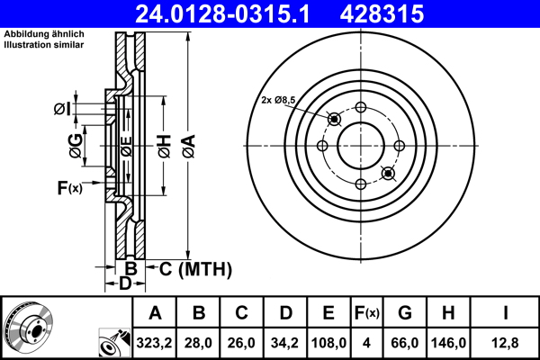 ATE 24.0128-0315.1 Remschijf