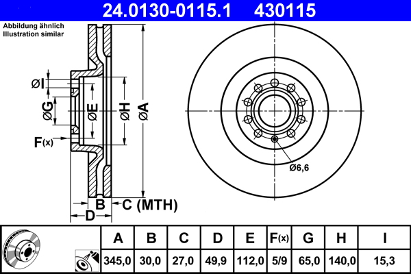 ATE 24.0130-0115.1 Remschijf