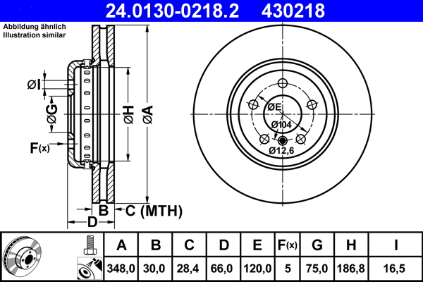 ATE 24.0130-0218.2 Remschijf