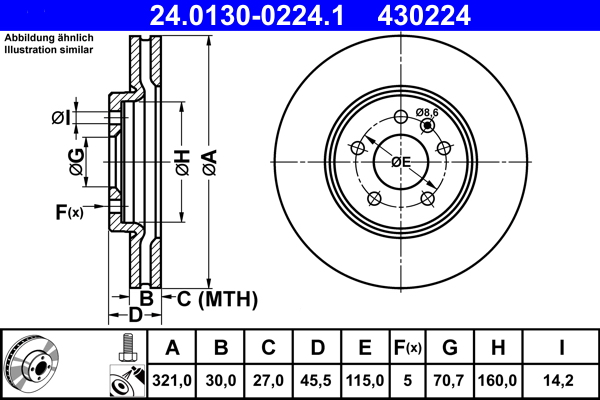 ATE 24.0130-0224.1 Remschijf