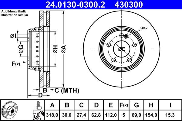 ATE 24.0130-0300.2 Remschijf