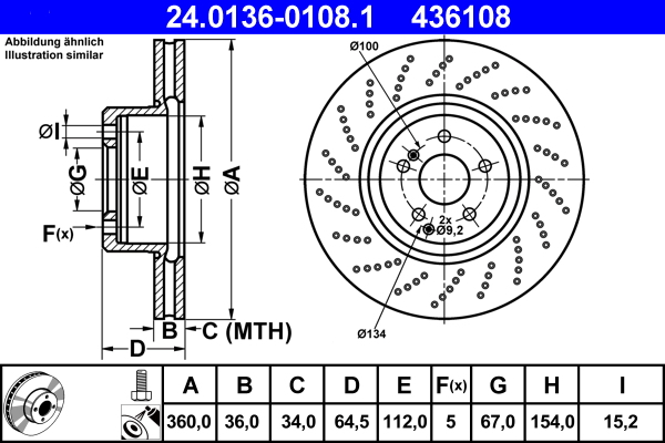 ATE 24.0136-0108.1 Remschijf