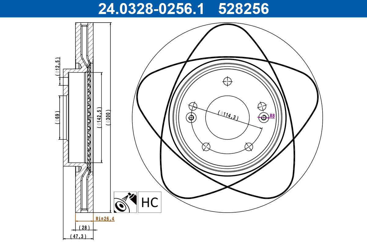 ATE 24.0328-0256.1 Remschijf
