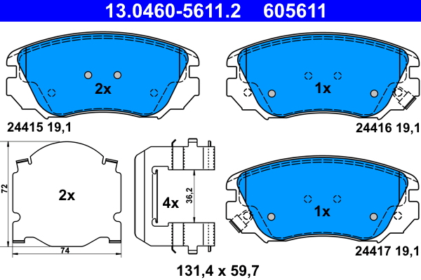 ATE 13.0460-5611.2 Remblokset